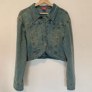 Thalia Sodi Vtg Denim Women's Cropped Jacket Size 2X Acid Wash